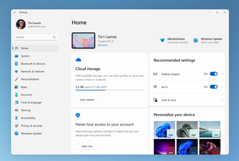 Revise su información clave en Configuración