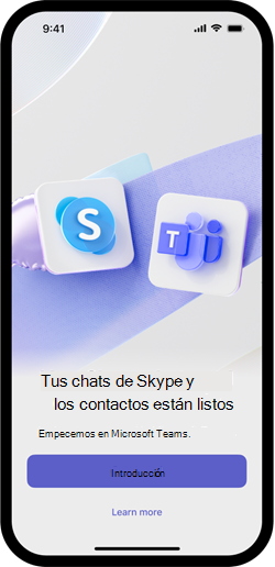 Logotipo de Skype y Teams con texto de bienvenida