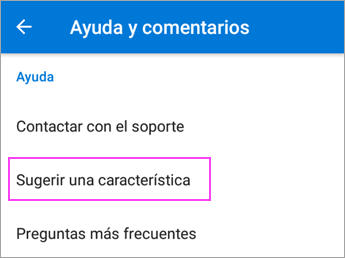 Seleccione Sugerir una característica.