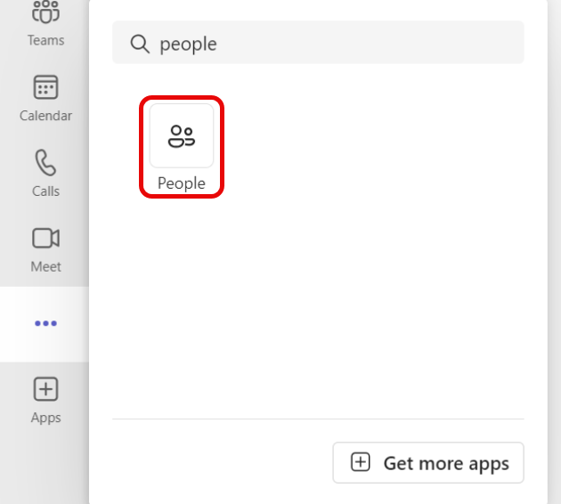 Captura de pantalla de ubicación del icono de la aplicación Contactos en Teams