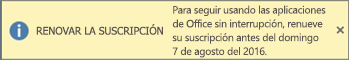 Muestra el banner Renovar la suscripción y el botón Comprar