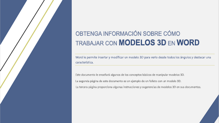 Captura de pantalla de una portada de plantilla de Word en 3D