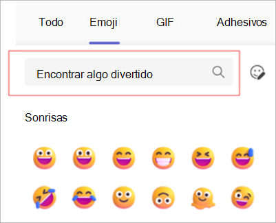Captura de pantalla que muestra la búsqueda de palabras clave en el menú de emojis.