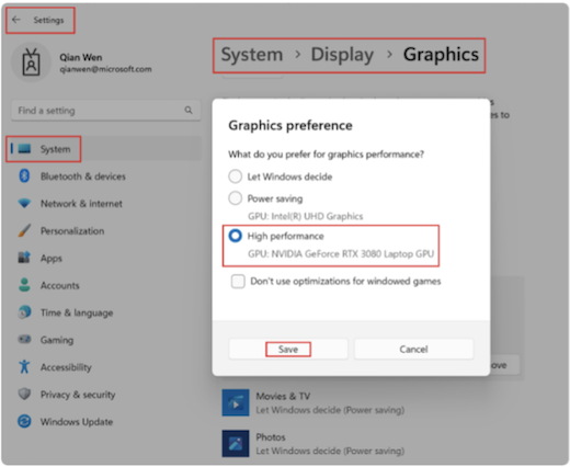 Configuración de GPU de Windows