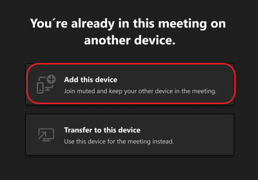 Botones para agregar este dispositivo o transferir a este dispositivo