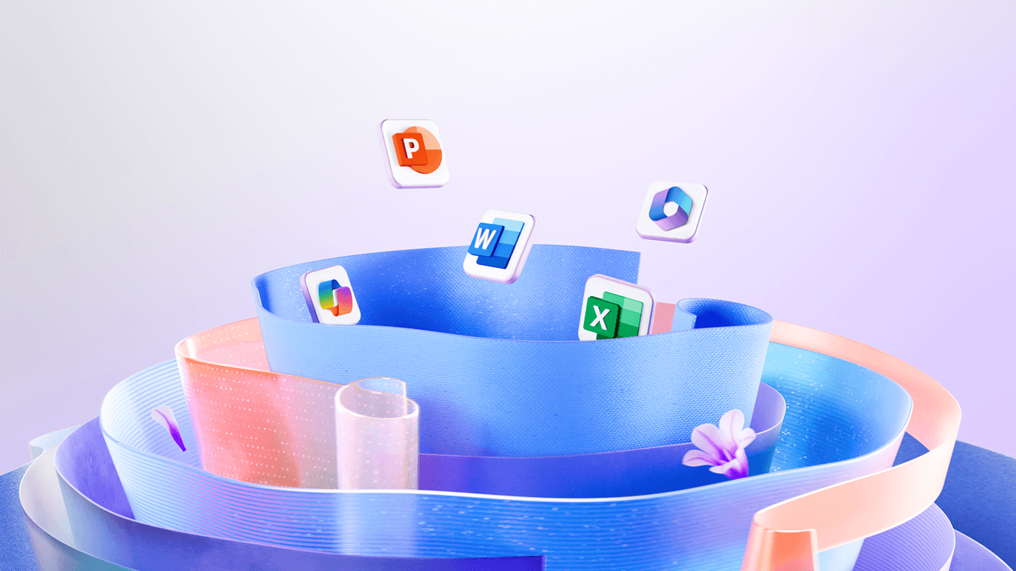 Cintas multicolores con iconos flotantes que representan agentes