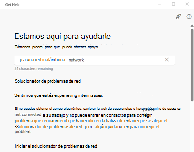 Buscar un problema en Obtener ayuda.
