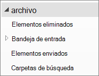 Expanda el archivo de almacenamiento en el panel de navegación para ver las subcarpetas que tiene.
