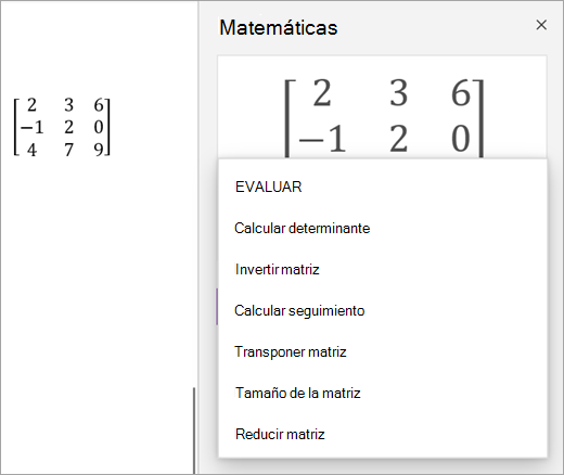 Opciones de solución para Matrices