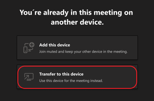 Botones para agregar este dispositivo o transferir a este dispositivo