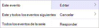 Elija Editar o Cancelar en el menú contextual.