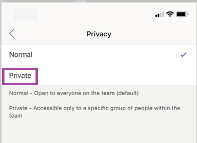 Configuración de canal privado.