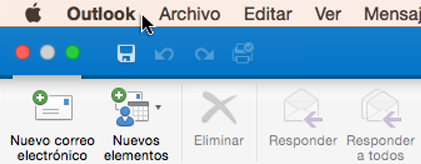 Para comprobar qué versión de Outlook tiene, elija Outlook en la barra de menús.