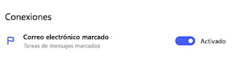 La conexión de correo electrónico marcado se ha activado en las opciones de To Do