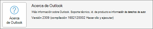 Seleccione el cuadro Acerca de Outlook.