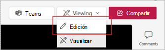 Captura de pantalla que muestra cómo cambiar al modo de edición en Microsoft Stream.