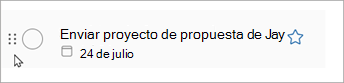 Seleccione y mantenga presionados los puntos de la tarea y deslice la tarea hacia arriba o hacia abajo por la lista para reordenar.
