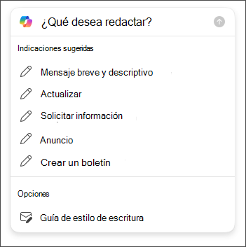 Opciones de longitud y tono para elegir al redactar correos electrónicos en Outlook con Copilot