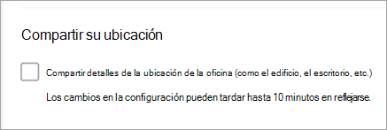 La captura de pantalla que muestra la ubicación de compartir office no está seleccionada