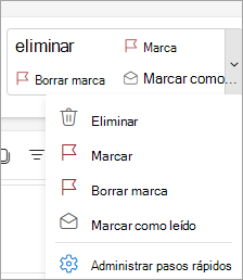 Captura de pantalla de la cinta que muestra un orden de pasos rápidos