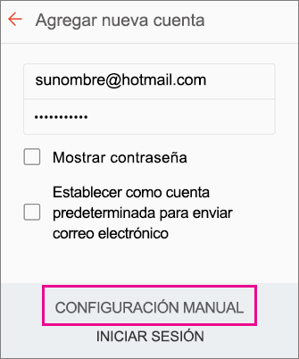 Elija Configuración manual