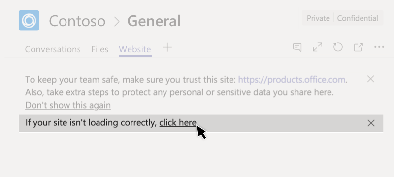 No se pudo cargar el sitio web en una pestaña
