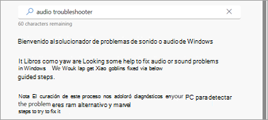 El solucionador de problemas de audio en Obtener ayuda.