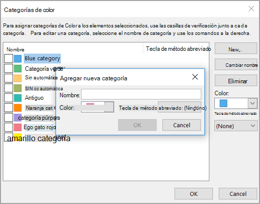 Cuadro Agregar nueva categoría