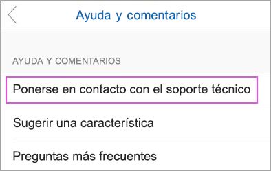 Elija Ponerse en contacto con el soporte técnico