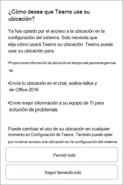 Teams ;location detection consent mobile