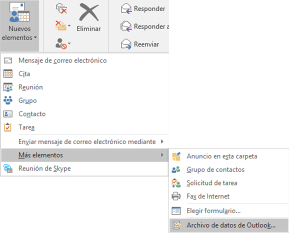 Crear un archivo de datos de Outlook
