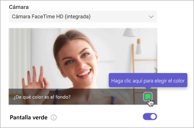 Configuración de la pantalla verde para el color de la pantalla verde