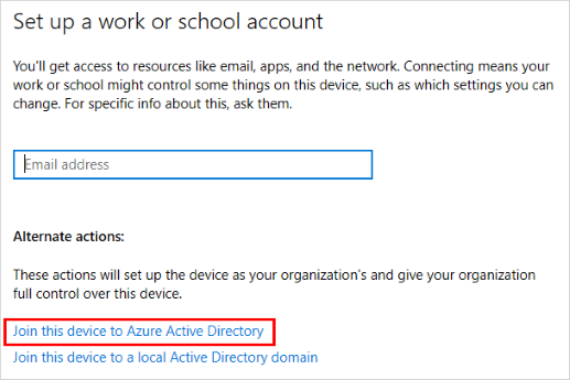 Pantalla Configurar una cuenta profesional o educativa