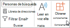Seleccione Obtener complementos en la cinta de opciones.
