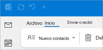Captura de pantalla de Nuevo contacto en la cinta de opciones de Outlook clásico