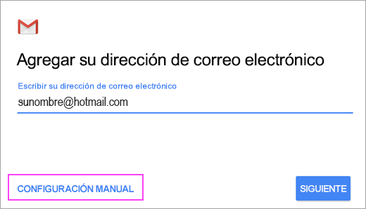 Elija Configuración manual
