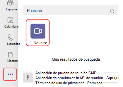 Captura de pantalla de cómo agregar la aplicación Meet en Teams.