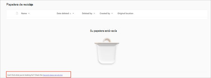 Captura de pantalla de una papelera de reciclaje de archivos que resalta dónde encontrar la papelera de reciclaje de segundo nivel.