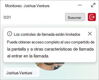 Colas página de administración muestra opciones para susurrar o ir al sitio.