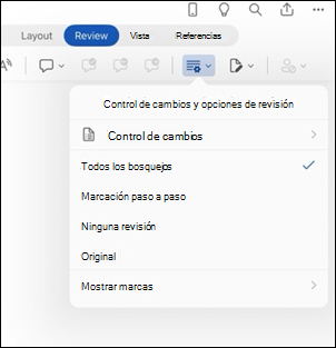 Word para iPad opciones de marcado