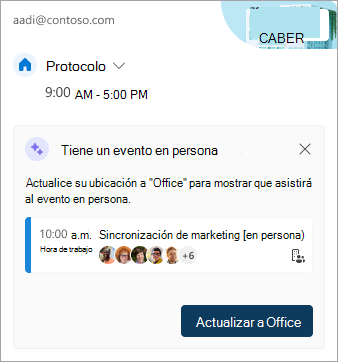 Captura de pantalla que muestra cómo actualizar la ubicación del trabajo