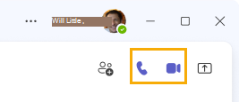 Foto de perfil de chat de escritorio con iconos de vídeo de cámara