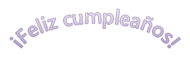 Un ejemplo de WordArt que dice “Feliz cumpleaños” con texto curvado.