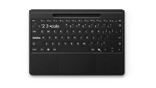 Surface Pro Flex Keyboard con teclado en negrita en negro.