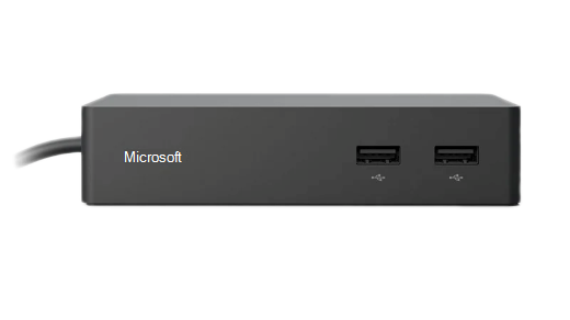 Muestra la parte frontal de Surface Dock con 2 puertos USB
