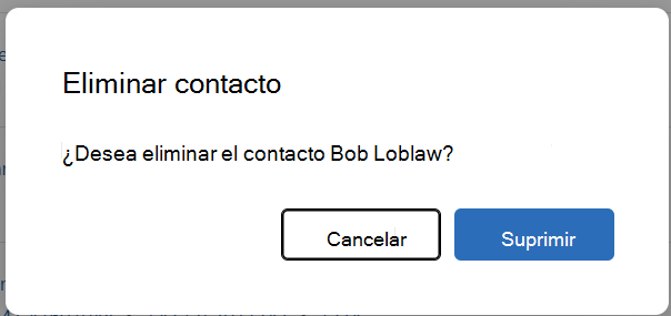 Modal que muestra las opciones disponibles cuando se elimina un contacto.