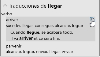 Opciones de traducción para una palabra