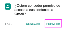 Permita los contactos