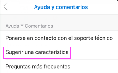 Seleccione Sugerir una característica.