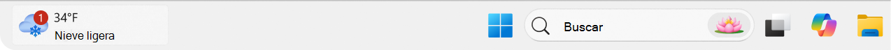 Captura de pantalla de la barra de tareas que muestra el distintivo en un widget.